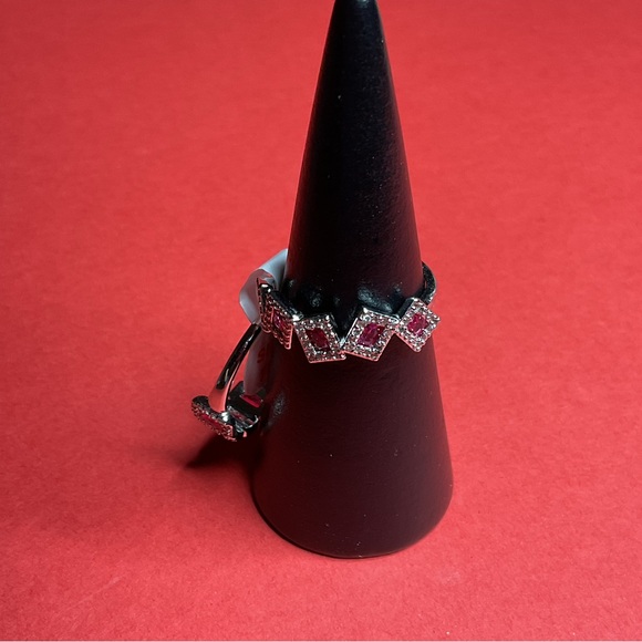 ⭐️Bomb Party RBP7725 “The Ava Set” Lab Created Ruby on Rhodium Size 10 Ring NWT - Picture 5 of 7